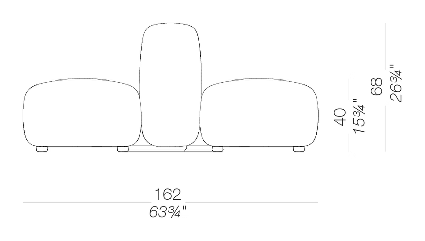 Plus Back-to-Back Outdoor Sofa by LaPalma, size drawing