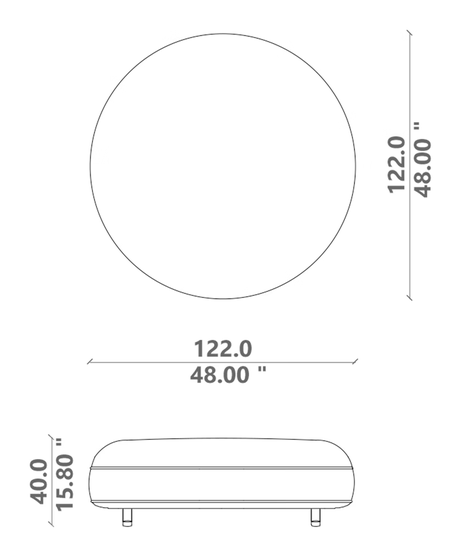 Alma Ottoman D120 by Talenti, size drawing