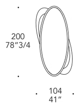 Galassia Specchio Mirror by Reflex, size drawing