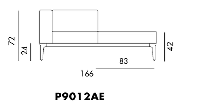 Slim Sofa by Sovet, size drawing: P9012AE
