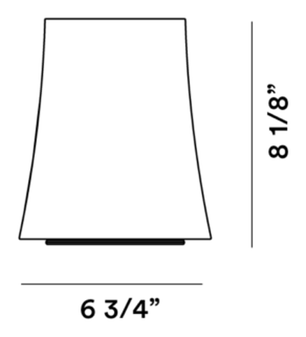 Birdie Zero Table Lamp by Foscarini, size drawing: Birdie Zero Piccola