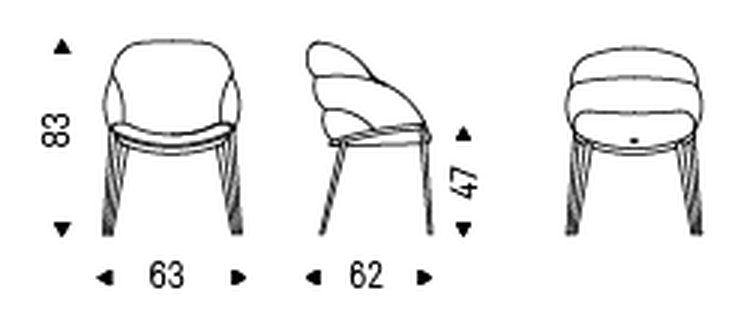 Camilla ML Armchair by Cattelan Italia, size drawing