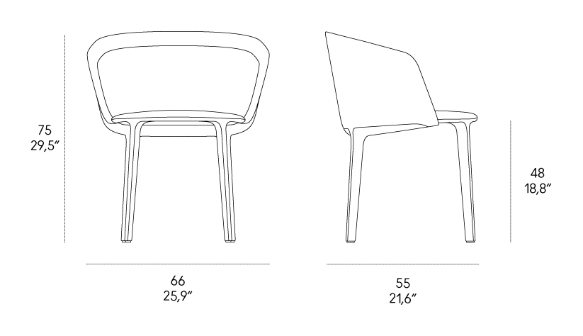 Lepel Plain Armchair by Casamania, size drawing
