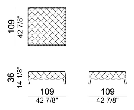 Windsor Sofa by Arketipo, size drawing: Pouf