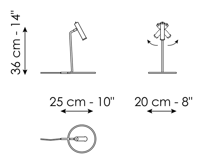 Sofì Pendant by Bonaldo, size drawing: Small table lamp
