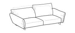 Blum Sofa by Ditre Italia, size drawing: 3-seat sofa