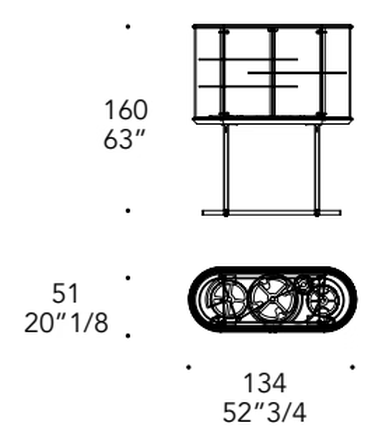 Big Ben Bar Cabinet by Reflex, size drawing