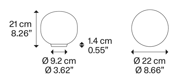 Volum Table Lamp by Lodes, size drawing: Volum 22