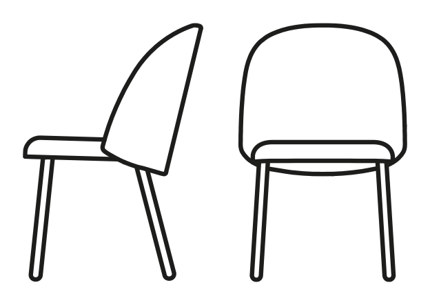 Tuka Mid Chair, Metal Legs by Connubia, size drawing