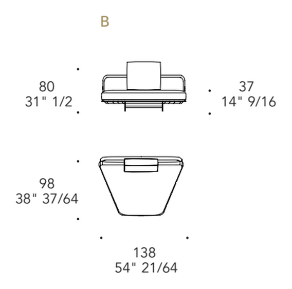 Segno Outdoor Sofa by Reflex, size drawing 2
