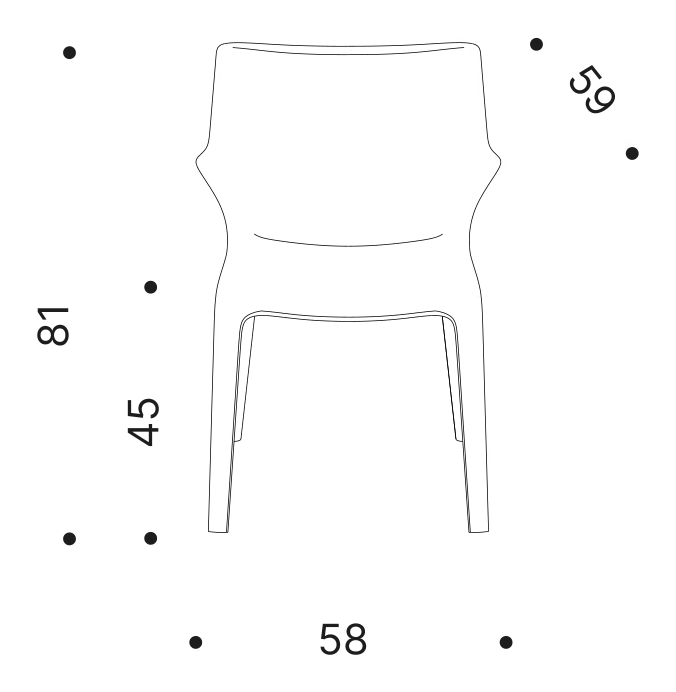Lou Eat Armchair by Driade, size drawing