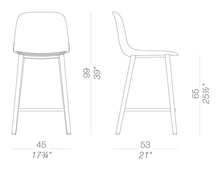 Seela S326 Stool by LaPalma, size drawing