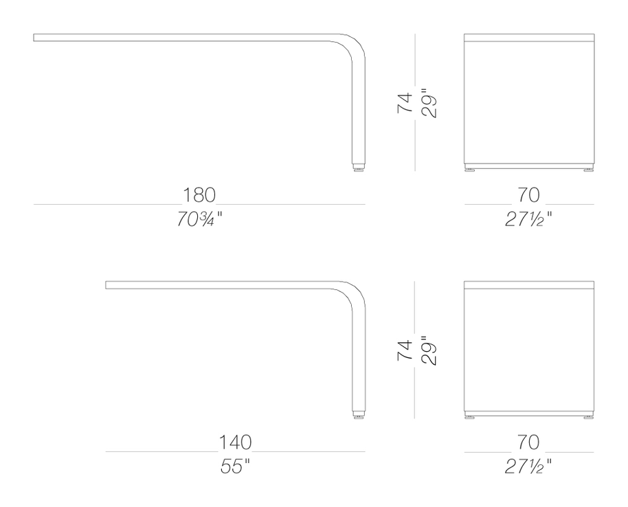 Brunch h74 Table by LaPalma, size drawing