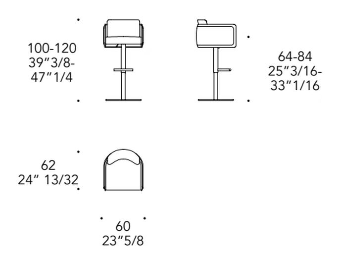 Amet Stool by Reflex, size drawing