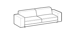 Bublé Sofa by Ditre Italia, size drawing: 3-seat maxi sofa