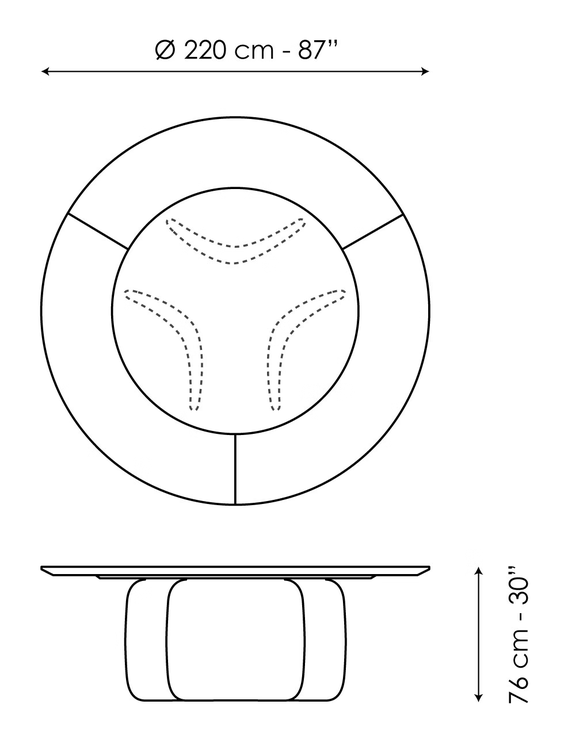 Mellow ST Dining Table by Bonaldo, size drawing 3