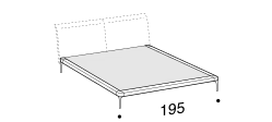 Ada Bed by Ditre Italia, size drawing: King size bed Wood bed frame for 193x203 cm mattress