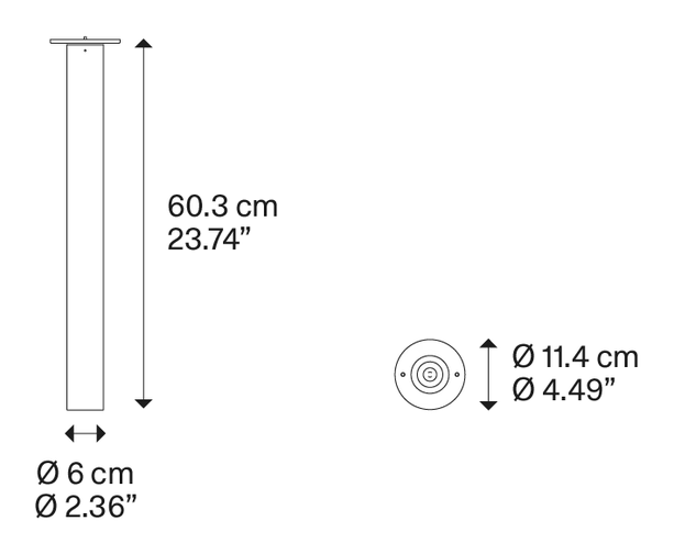 A-Tube Ceiling Lamp by Lodes, size drawing: A-Tube medium
