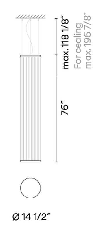 Array Pendant Lamp by Vibia, size drawing: Model 1810