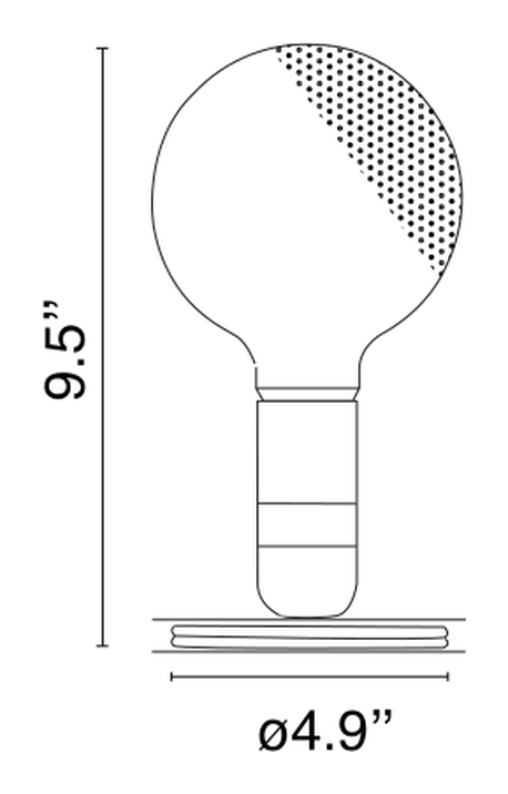 Lampadina Table Lamp by Flos, size drawing