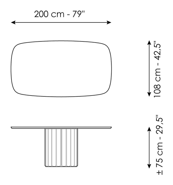 Dorian Dining Table by Bonaldo, size drawing 1