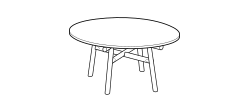Isamu Outdoor Dining Table by Ditre Italia, size drawing: Table diam. 160 top in HPL