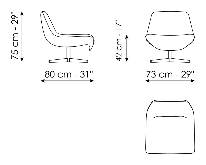 Ellison Armchair by Bonaldo, size drawing