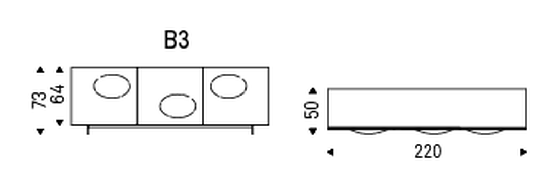 Paramount Sideboard by Cattelan Italia, size drawing 4