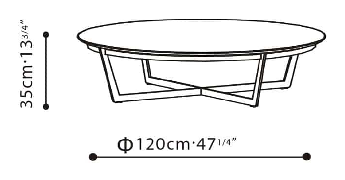 Element Coffee Table by Camerich, size drawing: C0600046