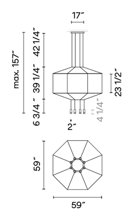 Wireflow Pendant Lamp by Vibia, size drawing: Model 0299