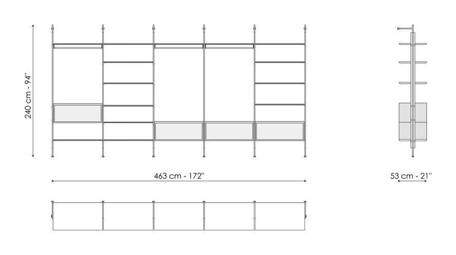Roll Walk-in Closet by Bonaldo, size drawing 6