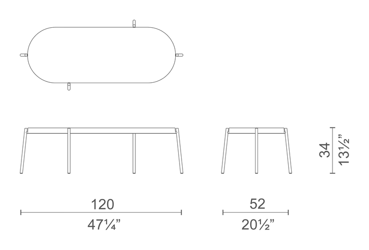 Pinch Side Table by Cappellini, size drawing: PIN4