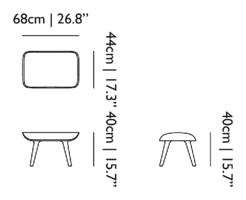 Nut Footstool by Moooi, size drawing