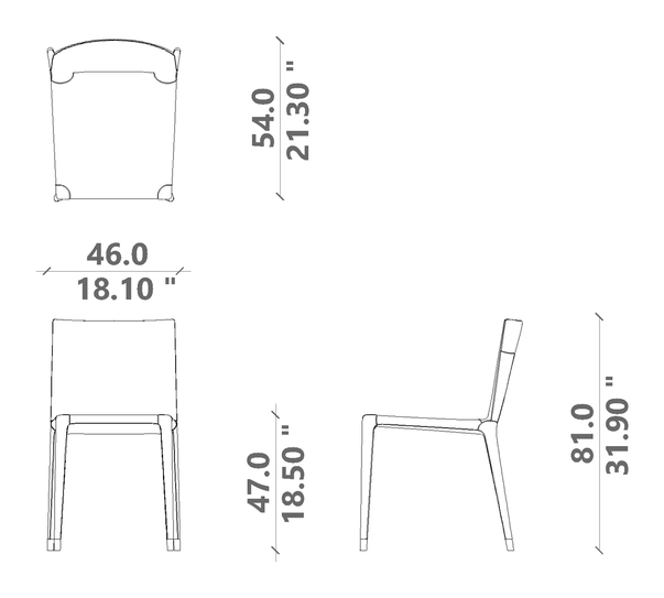 Janis Dining Chair by Talenti, size drawing