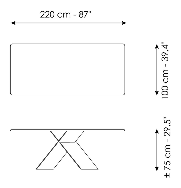 Ax Extendable Dining Table by Bonaldo, size drawing 4