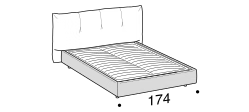 Papilo Bed by Ditre Italia, size drawing: Double size bed for 160x200 cm mattress