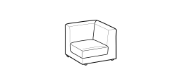 Bublé Sofa by Ditre Italia, size drawing: Square corner