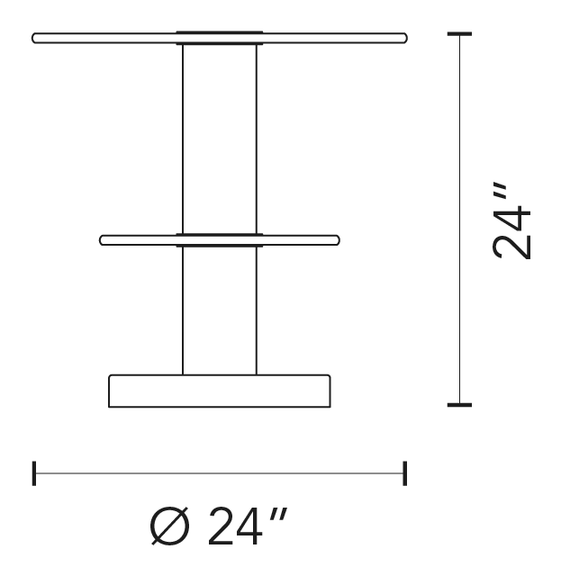 Coffee Table 1932 by Fontana Arte, size drawing