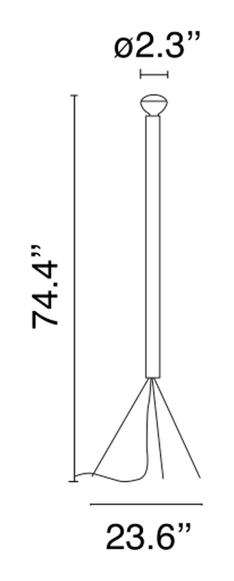 Luminator Floor Lamp by Flos, size drawing