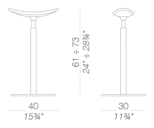 Ryo S173 Stool by LaPalma, size drawing