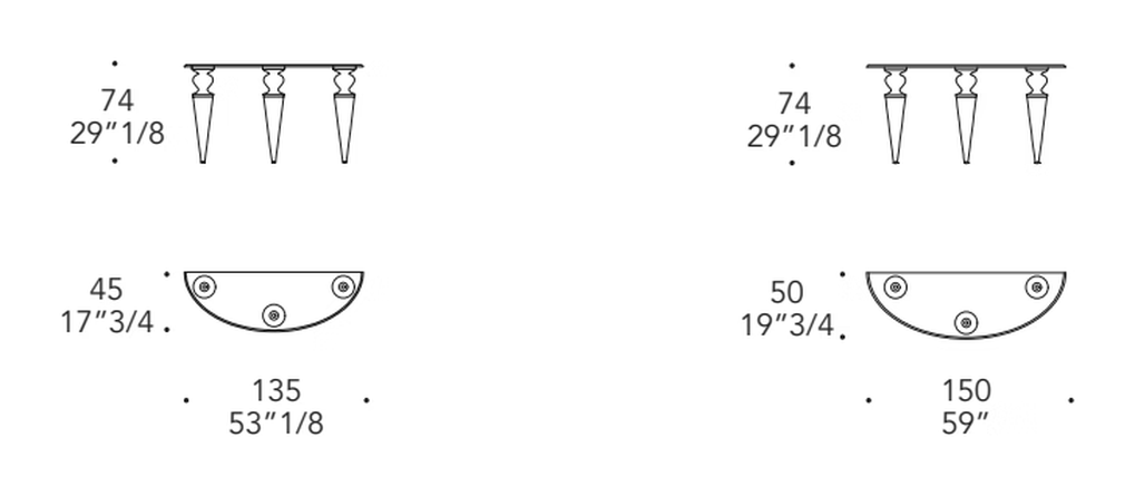 Gran Canal Console by Reflex, size drawing