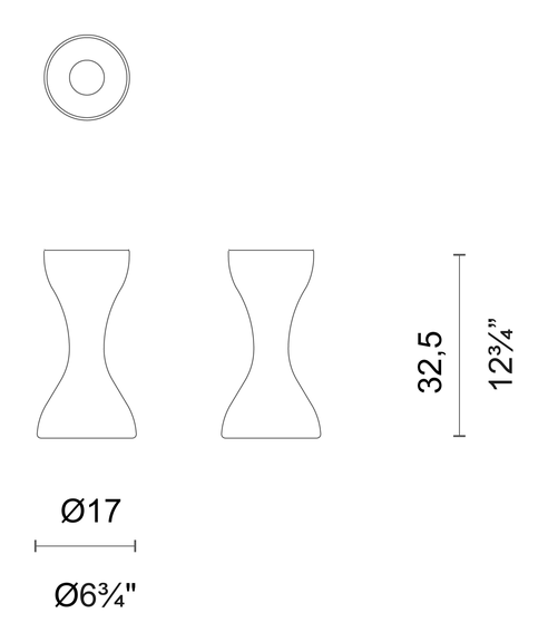 Glass Newson Vase by Cappellini, size drawing: PO_9369V