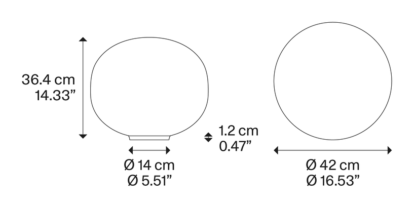 Volum Table Lamp by Lodes, size drawing: Volum 42