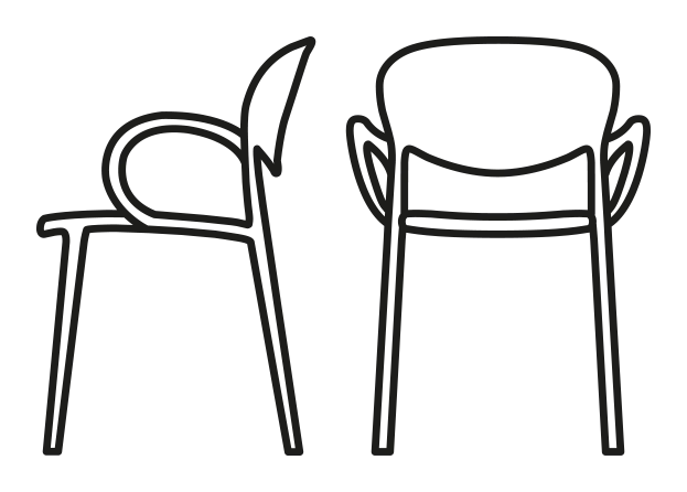 Abby Armchair, Solid Back by Connubia, size drawing