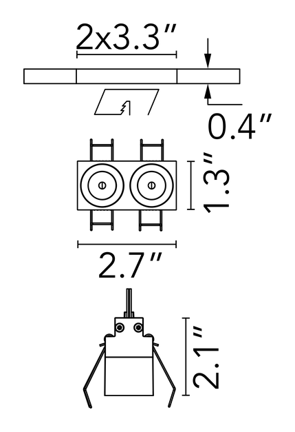 Light Shadow No Trim Downlight by Flos, size drawing: Light Shadow Fixed No Trim 2 Spots