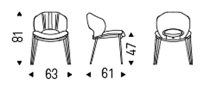 Miranda ML Armchair by Cattelan Italia, size drawing