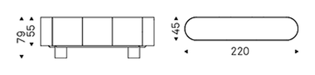 Savoy Sideboard by Cattelan Italia, size drawing