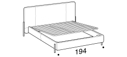 Alar Bed by Ditre Italia, size drawing: Double size bed for 180x200 cm mattress with BOX mechanism