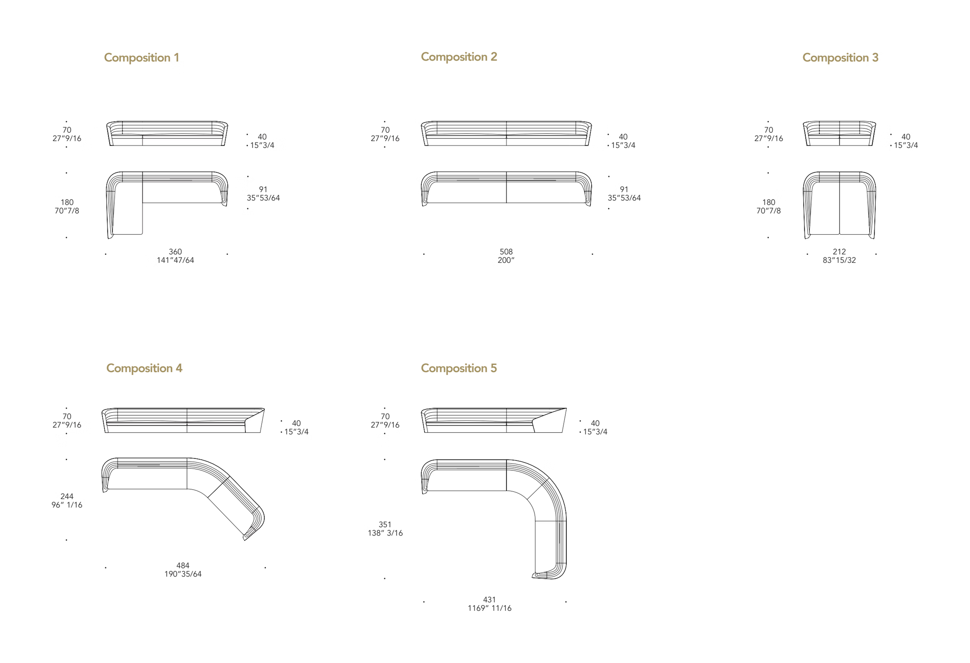 Granturismo Sofa by Reflex, size drawing 2