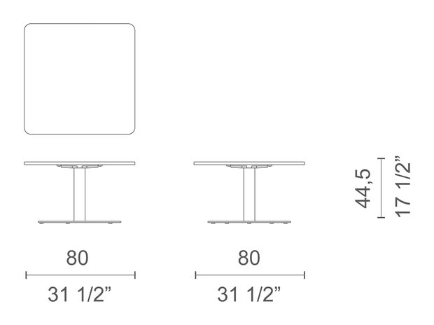 Break Lido Table by Cappellini, size drawing: BEO1B